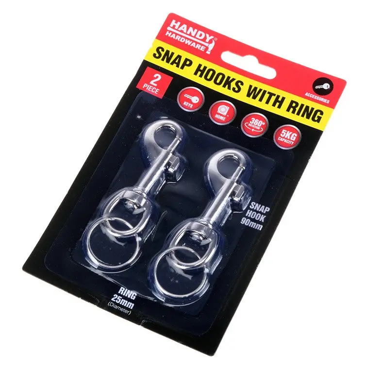 Heavy-Duty Snap Hooks with Swivel Rings (2-Pack)