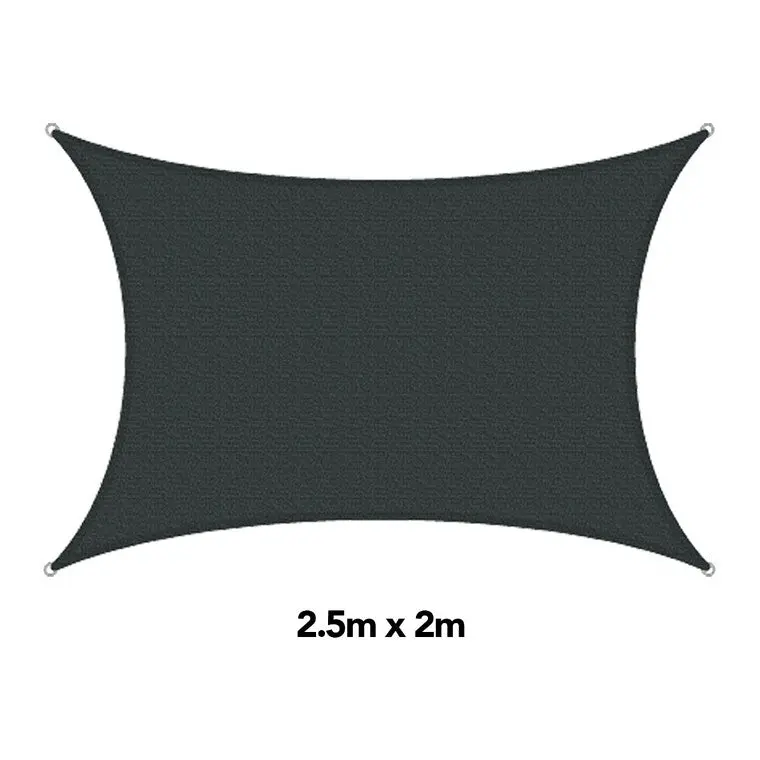 H&G 2.5m x 2m Rectangular Shade Sail in Charcoal Grey