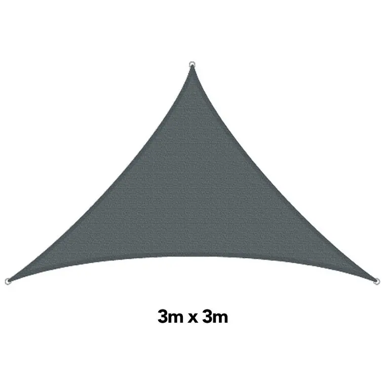H&G 3m x 3m Triangular Shade Sail in Metallic Silver