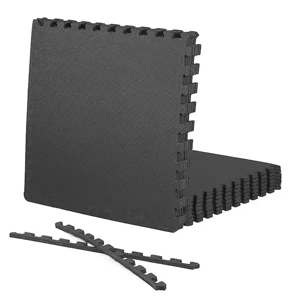 Interlocking EVA Foam Floor Tiles – Pack of 5 (Black and Grey) for Gyms and Play Areas