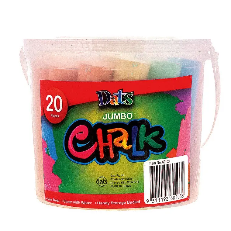 Jumbo Chalk Colouring Set – 20 Assorted Colours in Bucket