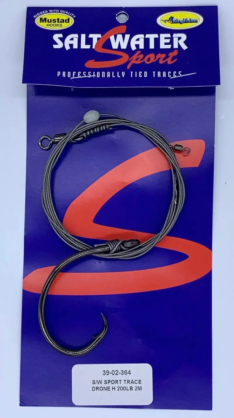 KFA Pro-Tied Drone Trace – 200lb Carbon-Coated Wire, Fitted with 12/0 Circle Hook