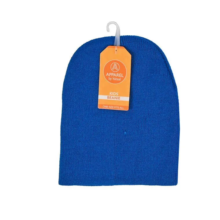 Kids’ Basic Knitted Beanie – Soft Wool Blend, Assorted Colours