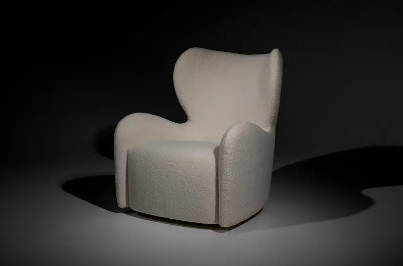 Kobe Swivel Accent Chair Upholstered in Beacon Creme Fabric