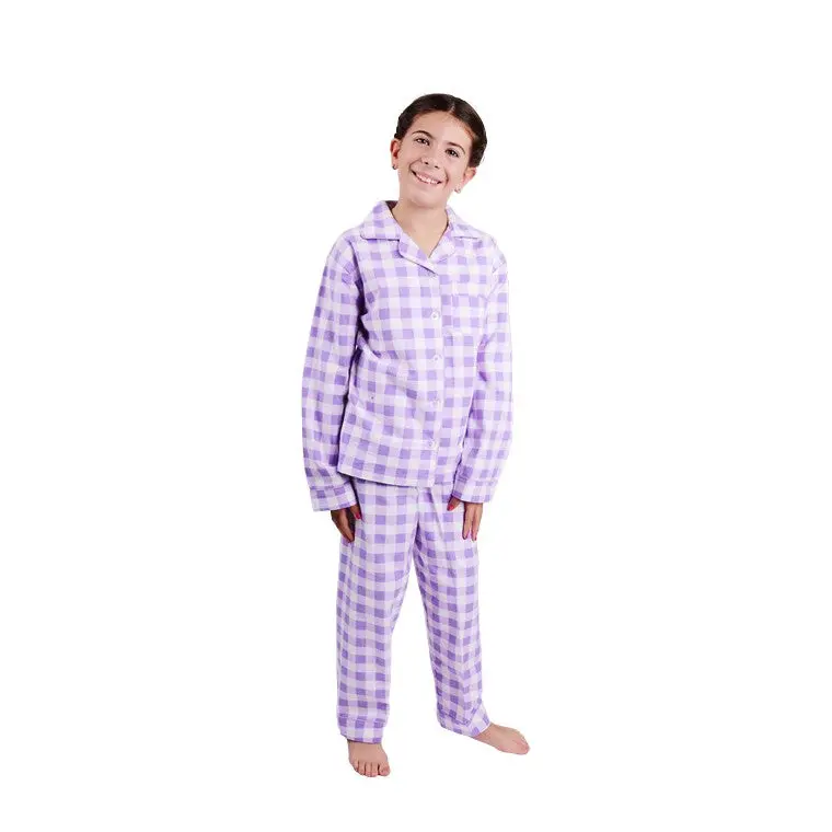 Lavender Gingham Flannel Sleep Set – Size 8
