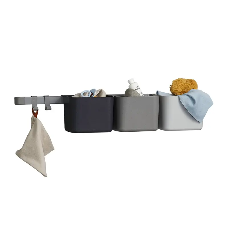 Leander Dusty Grey Wall-Mounted Changing Station Organizer (3-Piece)