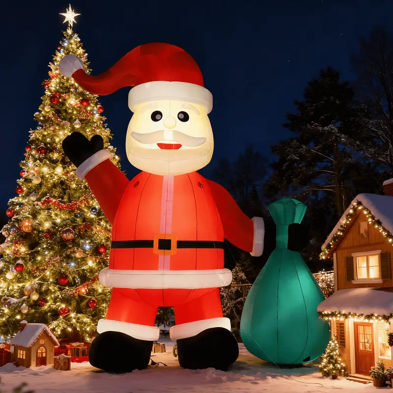 Lighted Christmas Inflatable Santa – Built-in LED Illumination, 26-Foot Tall