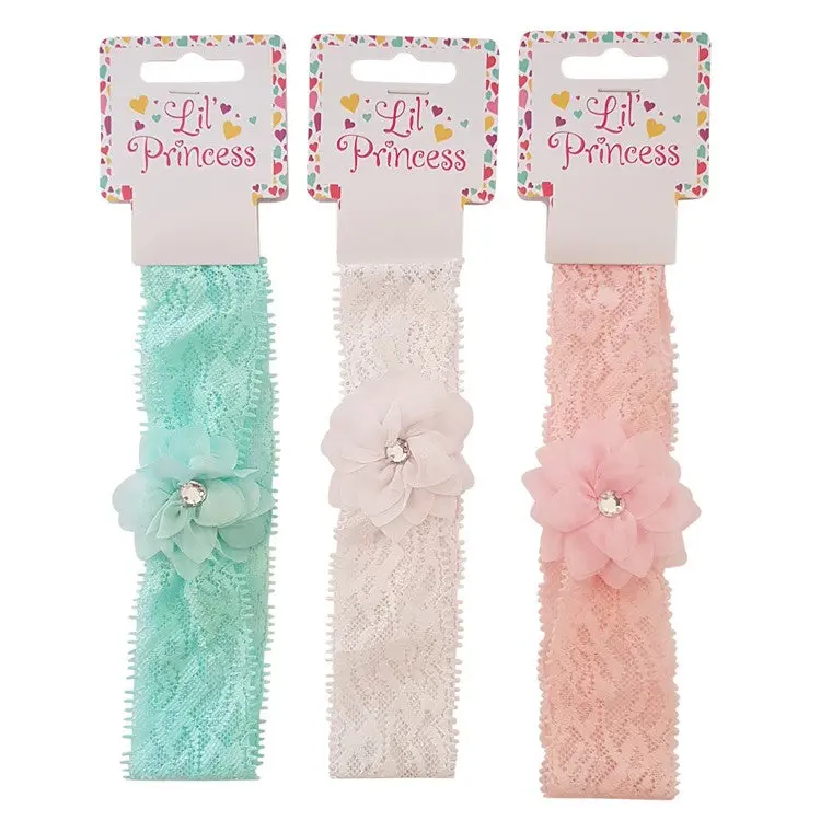 Little Princess Stretch Headband with Floral Accent – 3 Color Choices