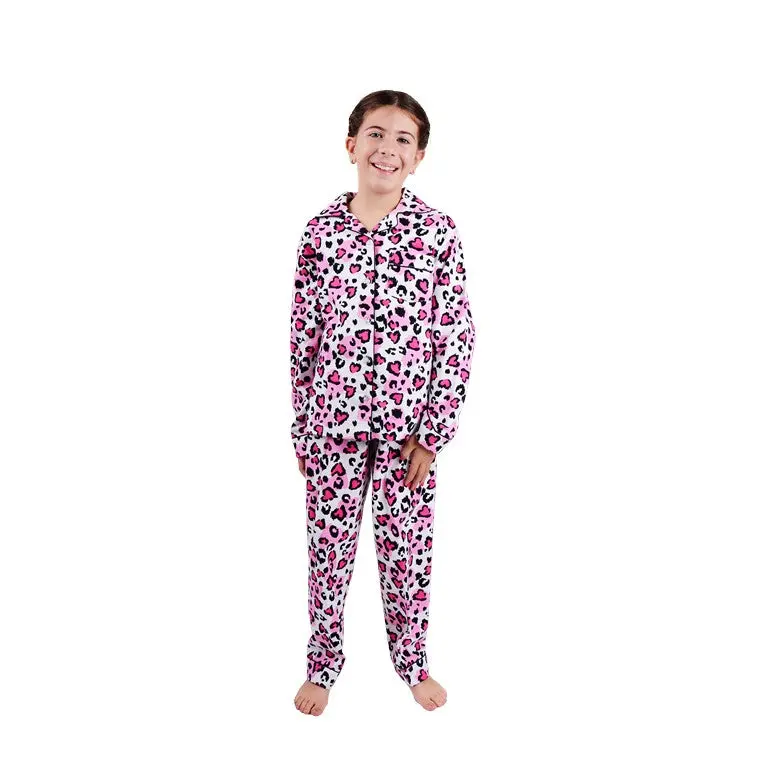 Love Leopard Print Flannel PJs – Size 10