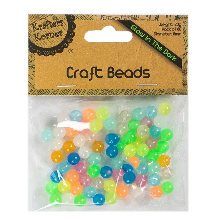 Luminescent Round Beads – 80-Piece, 8mm Glow Bead Bulk Pack