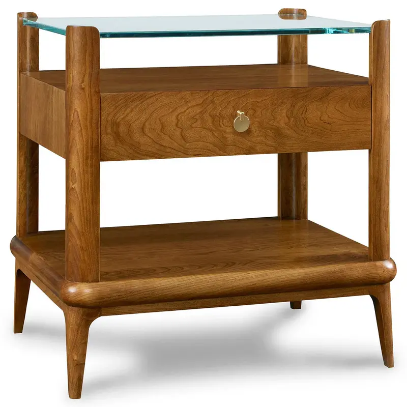 Martine Glass-Topped End Table with Sleek Silhouette