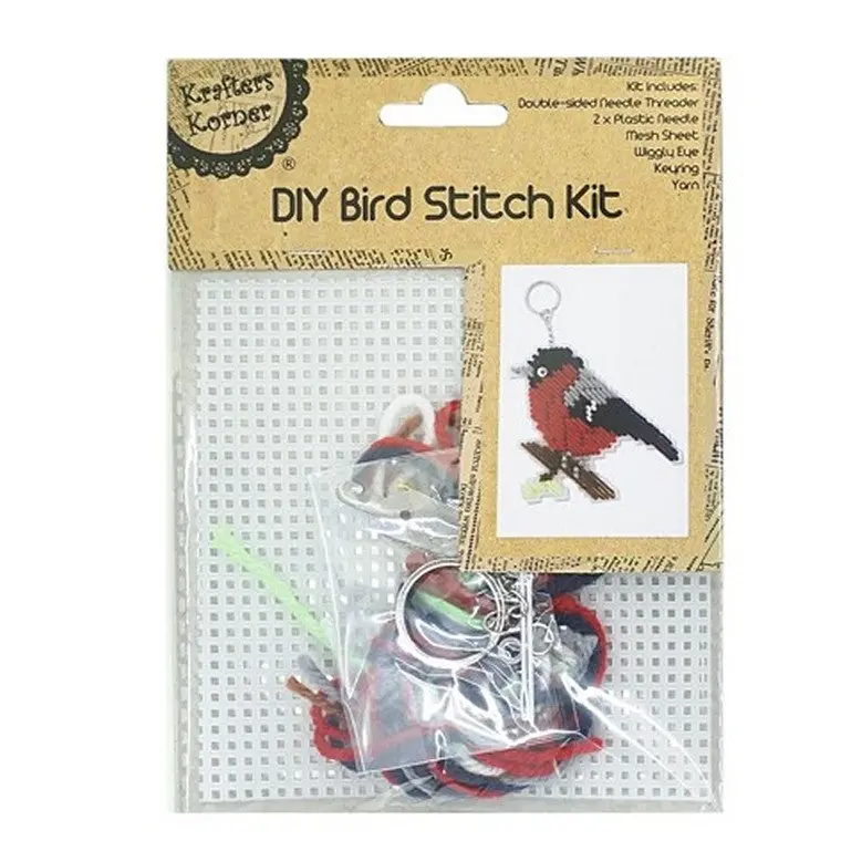 Mesh Bird Embroidery Stitch Kit – Four Patterned DIY Needlecraft Projects