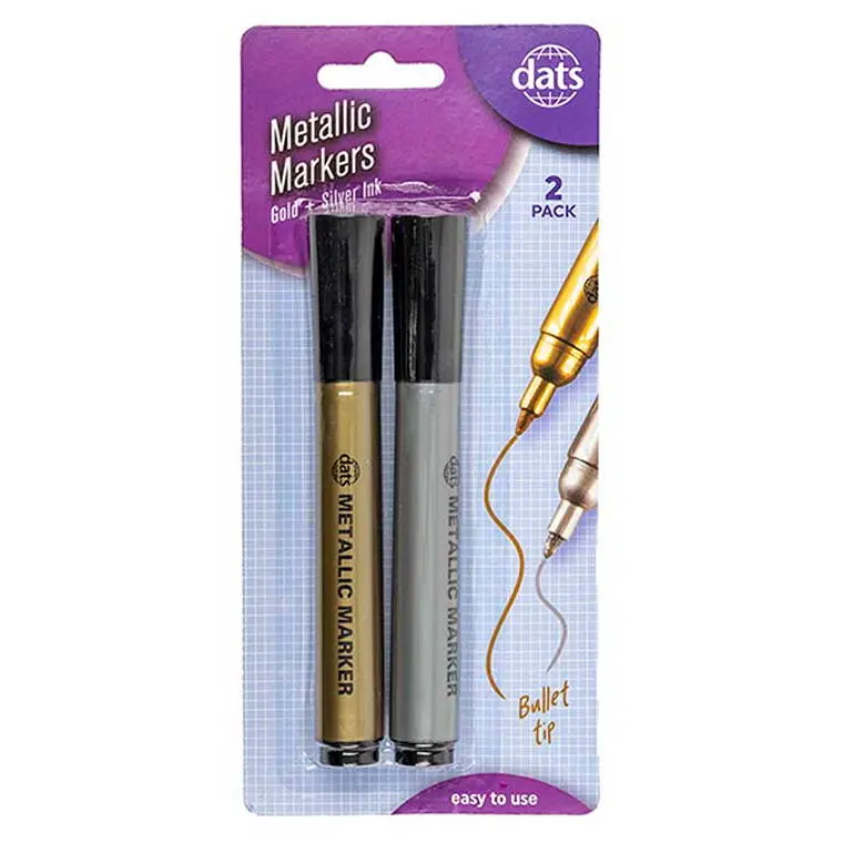 Metallic Gold & Silver Markers – Dual-Tip, 2-Pack