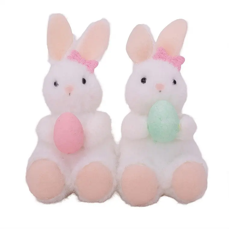 Mini Bunny Holding Egg Ornament – 12cm, Assorted Designs