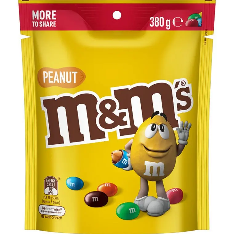 M&M’s Peanut Chocolate Candy Pouch – 380g Crunchy Sweet Pack