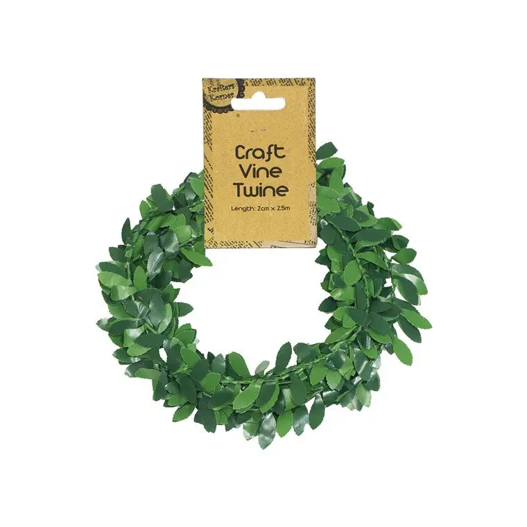 Natural Vine Twine with Realistic Leaf Accents – Decorative Craft Cord
