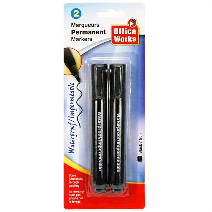 Office Works Waterproof Dual-Tip Markers – 2-Pack for Wet or Outdoor Use