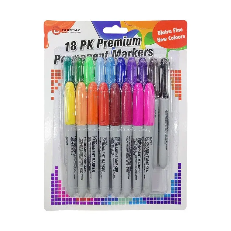 Permanent Fine-Tip Markers – 18-Piece Set