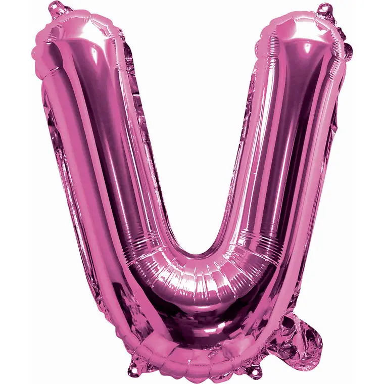 Pink Foil Letter V Balloon – 35cm