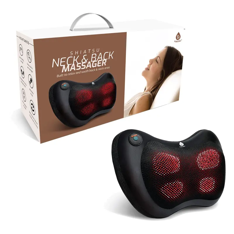 Portable Neck and Back Massager with Shiatsu Nodes and Soothing Heat