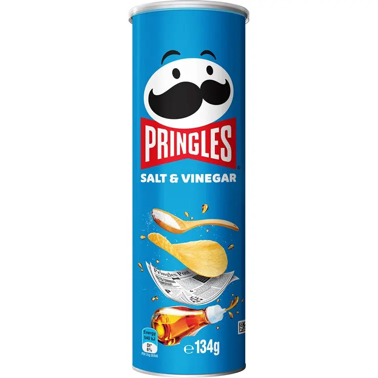 Pringles Salt & Vinegar Crisps – 134g Sharing Canister