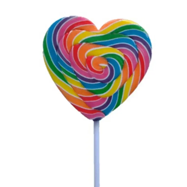 Rainbow Mega Swirl Heart Lollipops – Fun-Shaped Candy