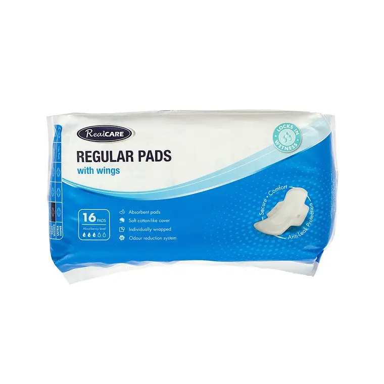 Real Care Maxi Regular Sanitary Pads with Wings – 16 Count