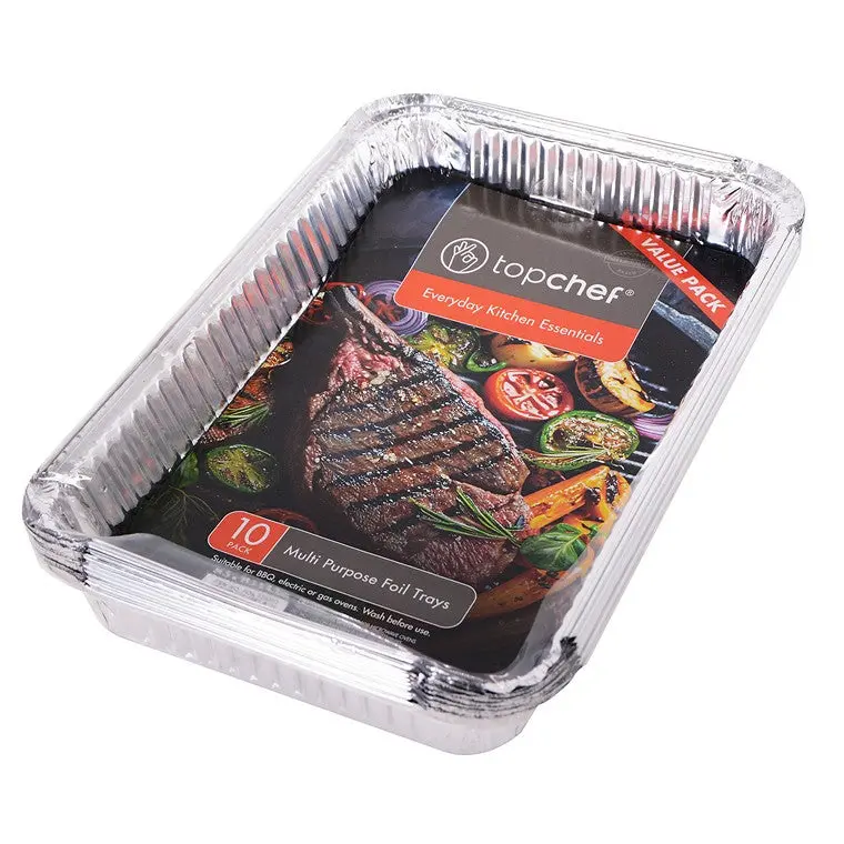 Rectangular Disposable Aluminum BBQ Trays – Pack of 10