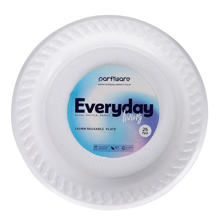 Reusable White Snack Plate – 18cm Diameter, Pack of 25
