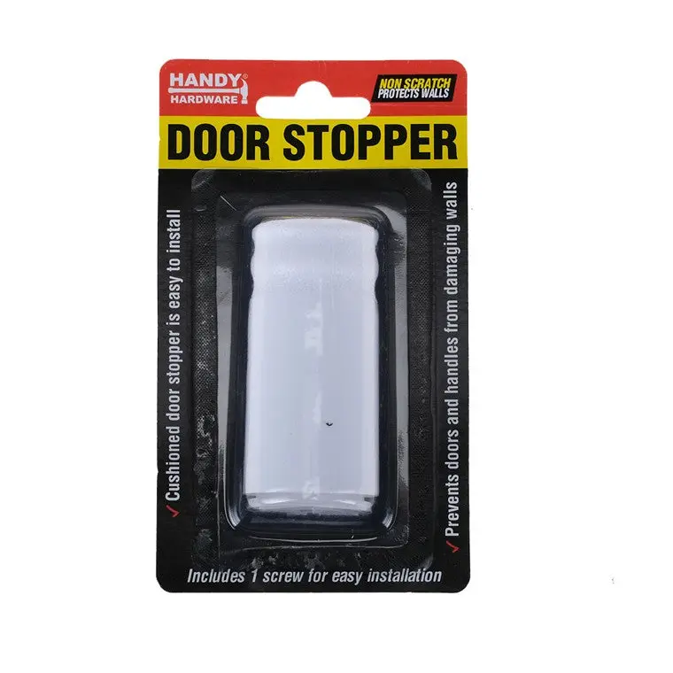 Rubber-Tipped Adjustable Door Stopper – Sleek White Design