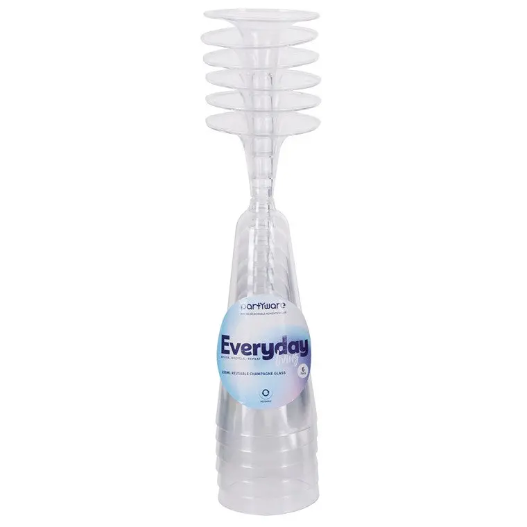 Set of 6 Reusable 150ml Champagne Glasses