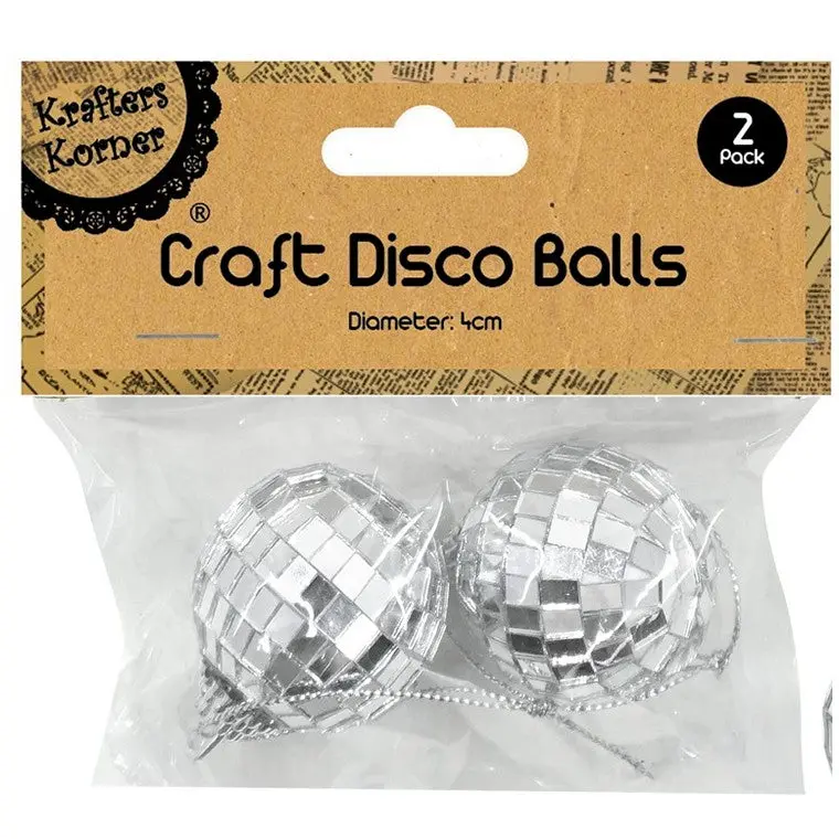 Set of Two 4cm Mini Craft Disco Balls