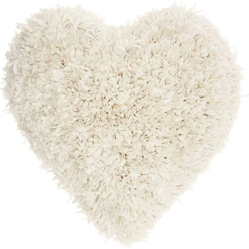 Shag Heart-Shape Cream Accent Pillow