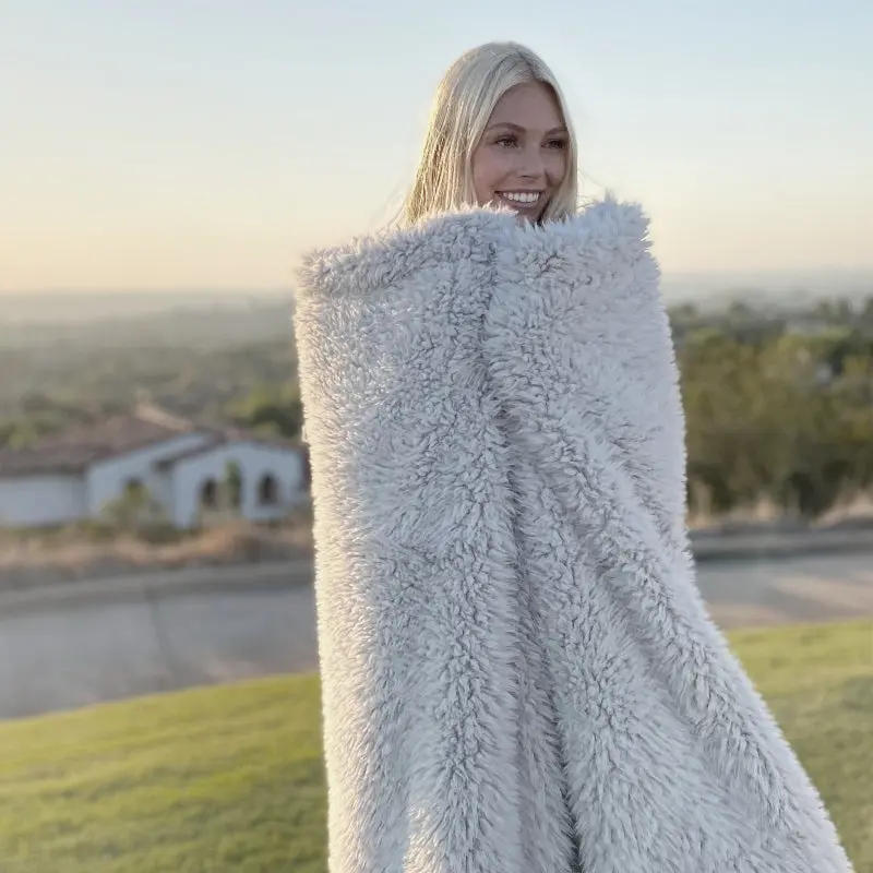 Silver Cloud Angel Plush Oversized Blanket