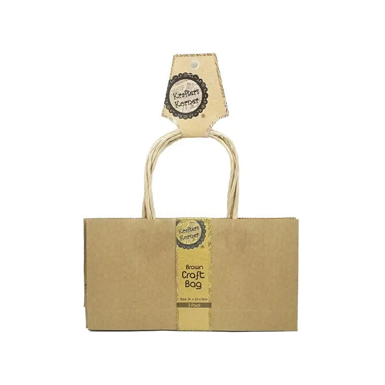 Small Kraft Brown Craft Bags – 3-Pack