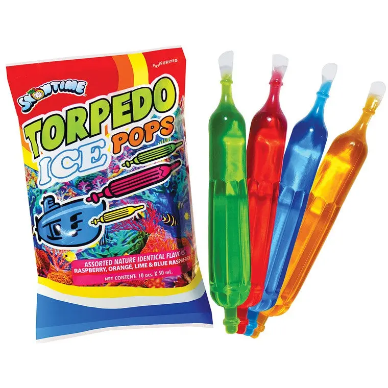 Snowtime Torpedo-Style Ice Pops – Refreshing Fruit Flavor, 10-Pack