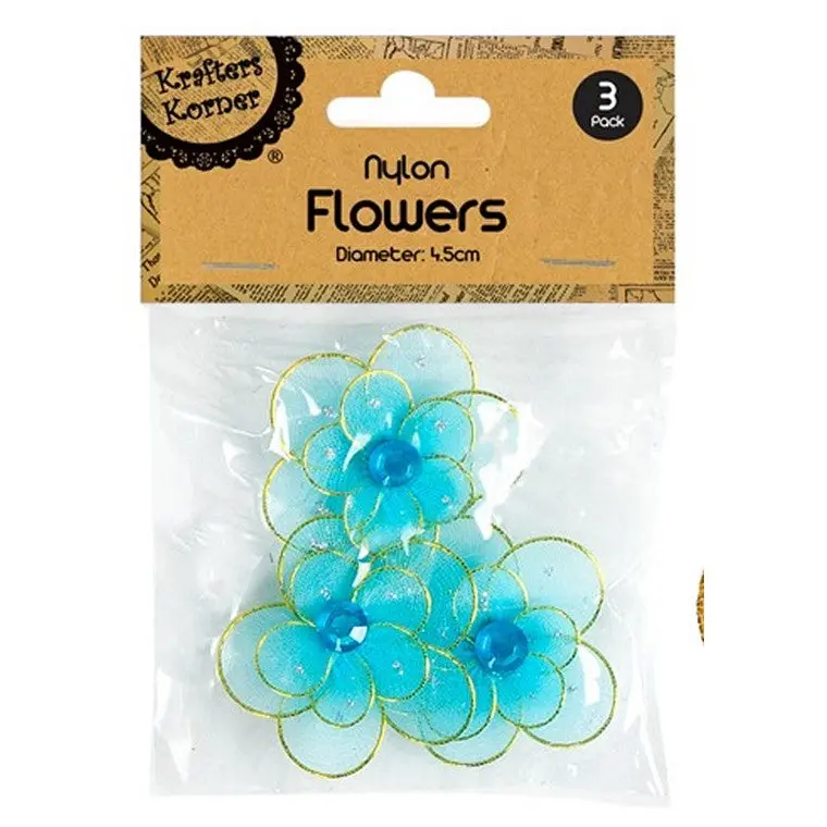 Soft Nylon Craft Flowers – 3-Pack, Four Colors