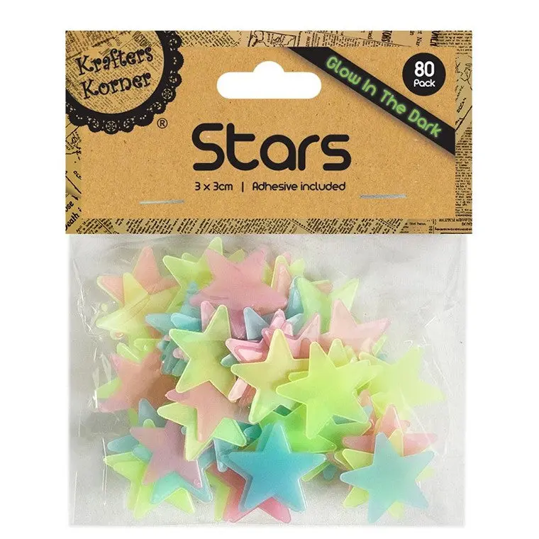 Solid Glow-in-the-Dark Stars – 80-Piece Set