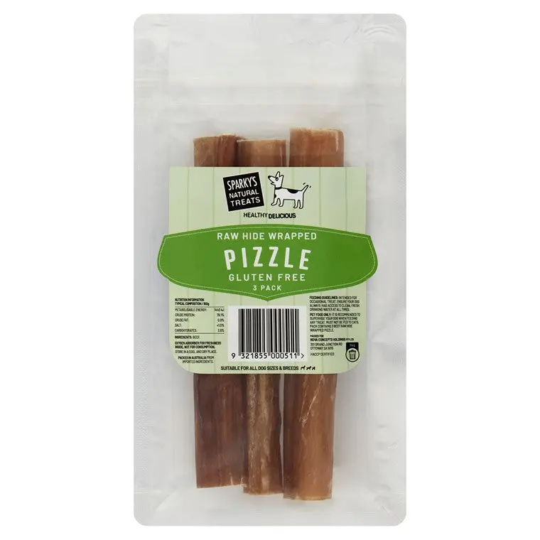 Sparky’s Rawhide-Wrapped Beef Pizzle Chews – 3-Pack for Dogs