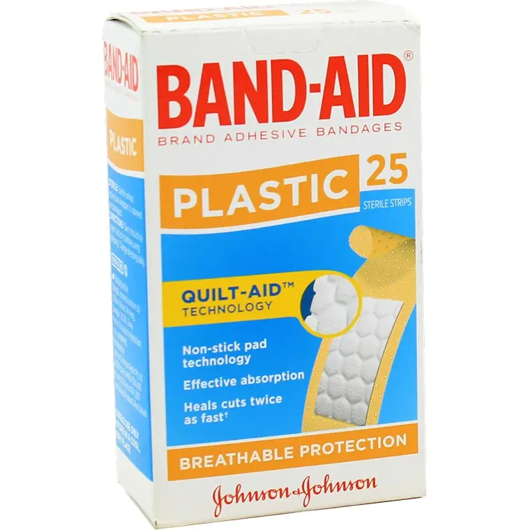 Standard Plastic Adhesive Bandages – Assorted Sizes, 25-Count Pack