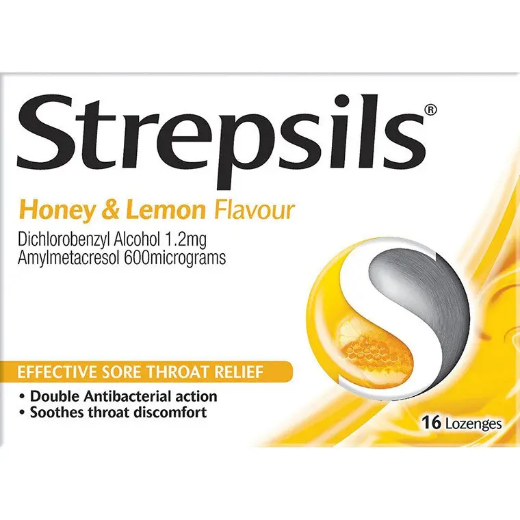 Strepsils Honey & Lemon Lozenges for Sore Throat Relief – 16 Count