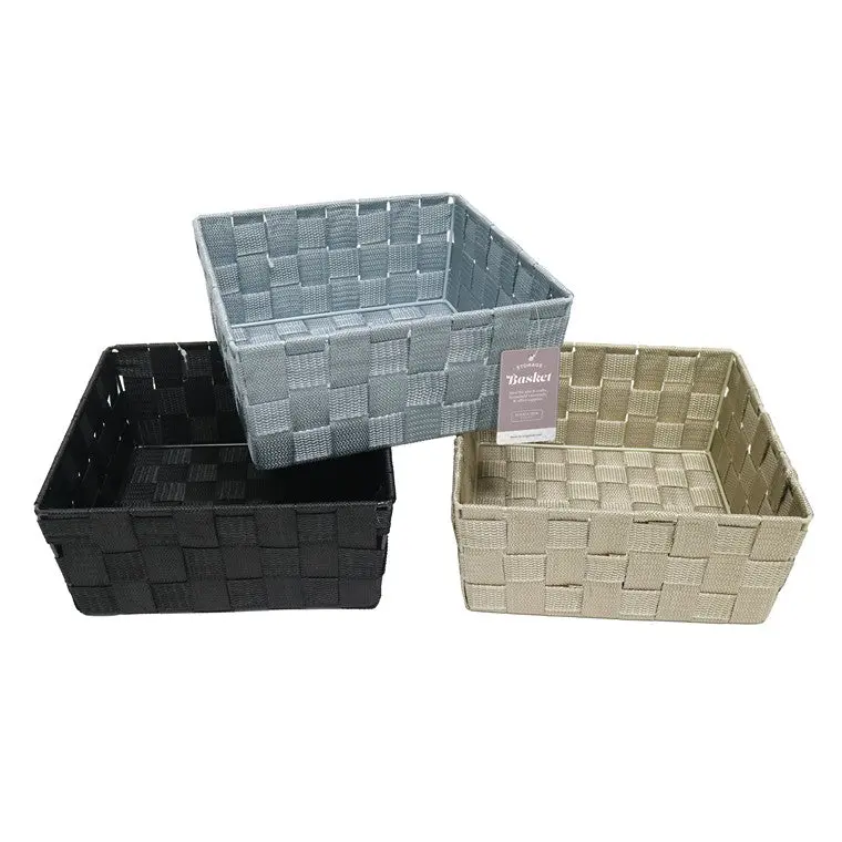 Stylish Rectangular Woven Basket – Assorted Textures