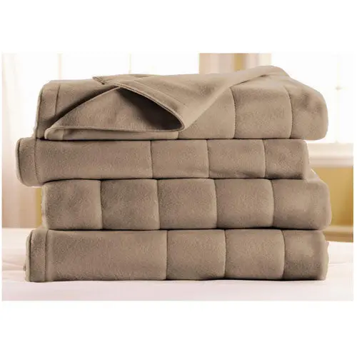 Sunbeam Royal Dreams Quilted Fleece Heated Blanket – King, Mushroom Beige