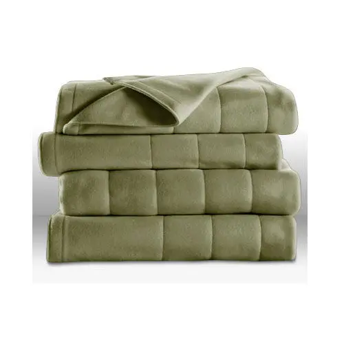 Sunbeam Royal Dreams Quilted Fleece Heated Blanket – King, Sage Green