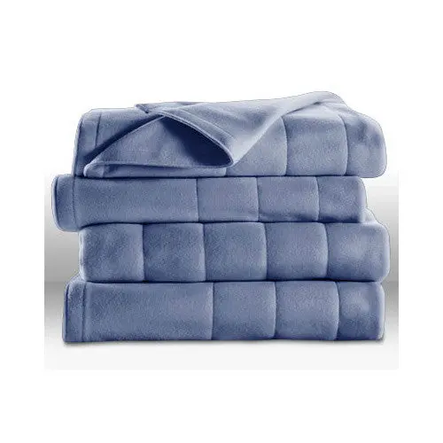 Sunbeam Royal Dreams Quilted Fleece Heated Electric Blanket – Queen, Dusty Blue