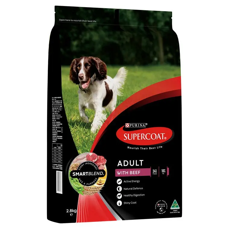 Supercoat Adult Beef Formula Dry Dog Food – Balanced Nutrition, 2.8 kg