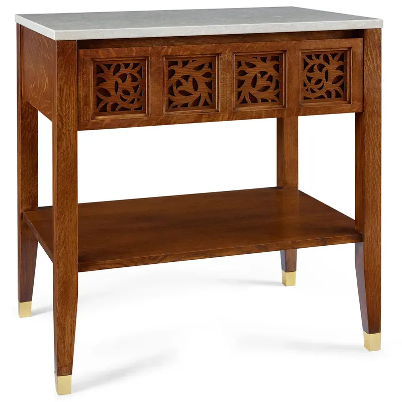 Surrey Hills Stone-Top Nightstand with Rustic Elegance