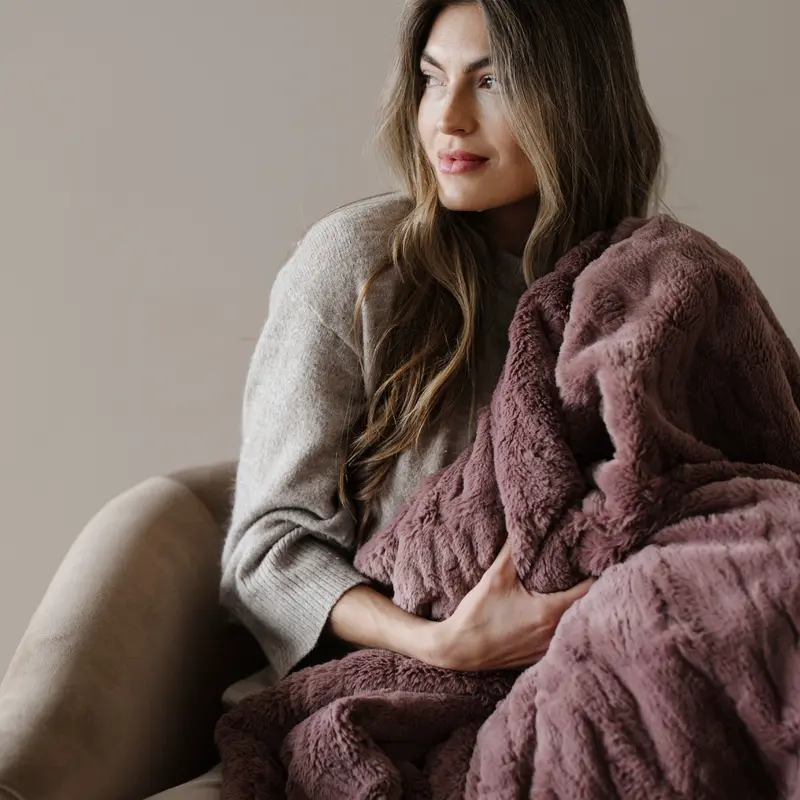 Textured Faux Fur Throw Blanket – Patterned Design