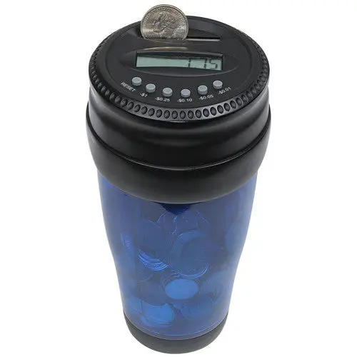 Totes Digital LCD Coin Counter & Savings Jar – Auto-Tracking Blue Coin Bank