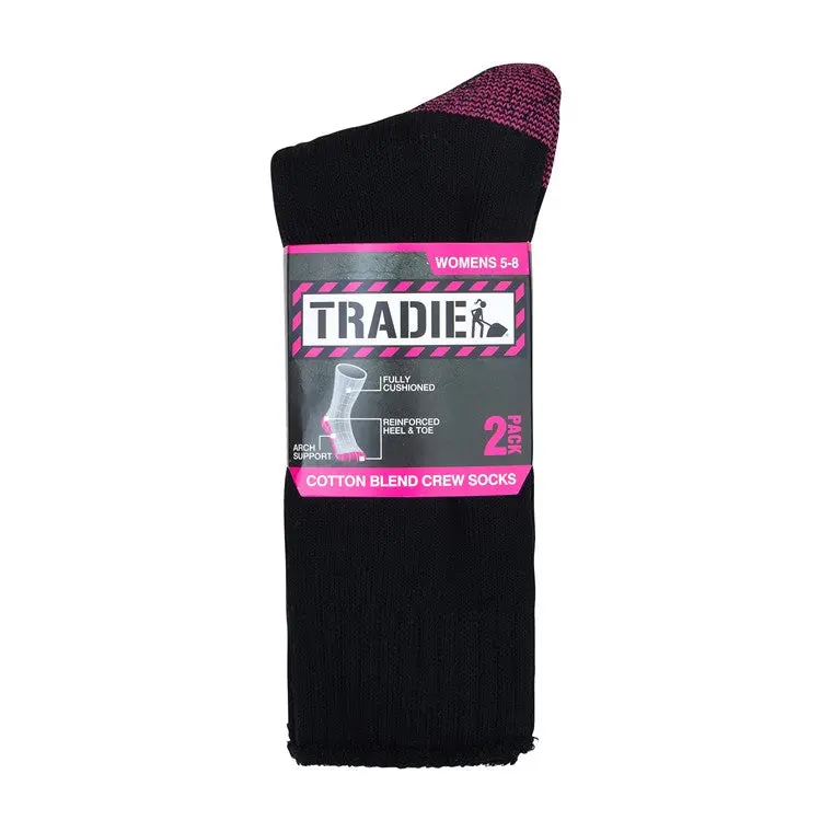 Tradie Lady Cotton Crew Socks – 2-Pack, AU Sizes 5–8